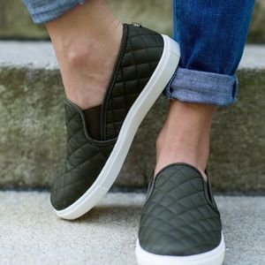 Steve Madden Quilted Olive Green Sneakers